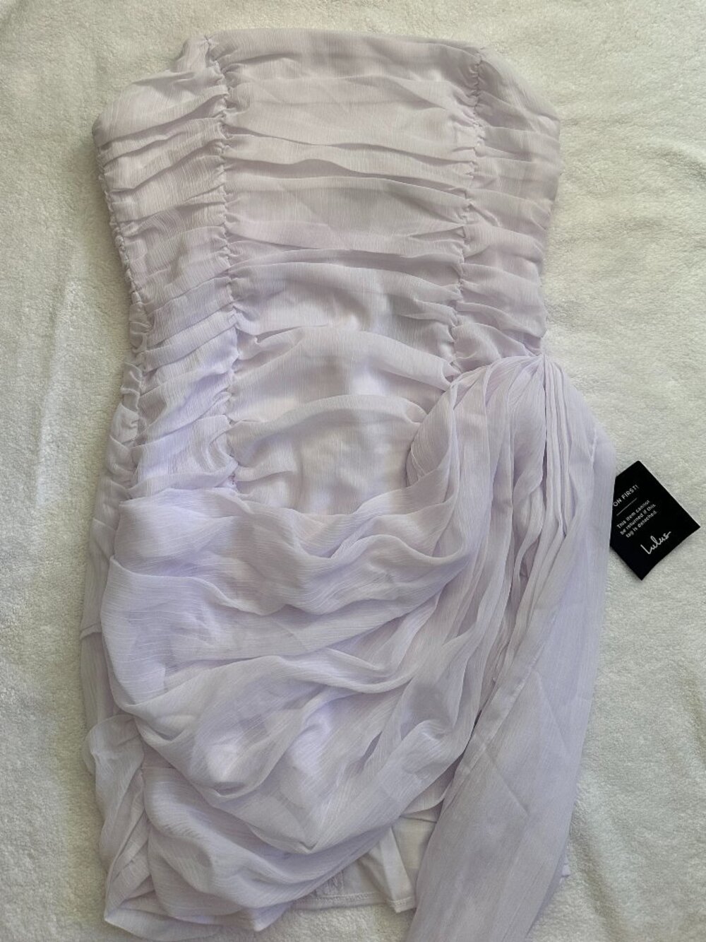 NWT Lulus Exceptional Beauty White Ruched Strapless Bodycon Mini Dress